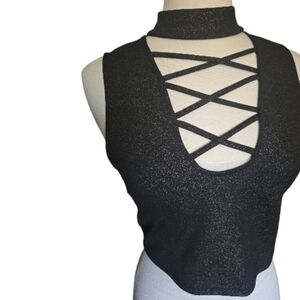Charlotte Russe Y2K shimmer choker top - M